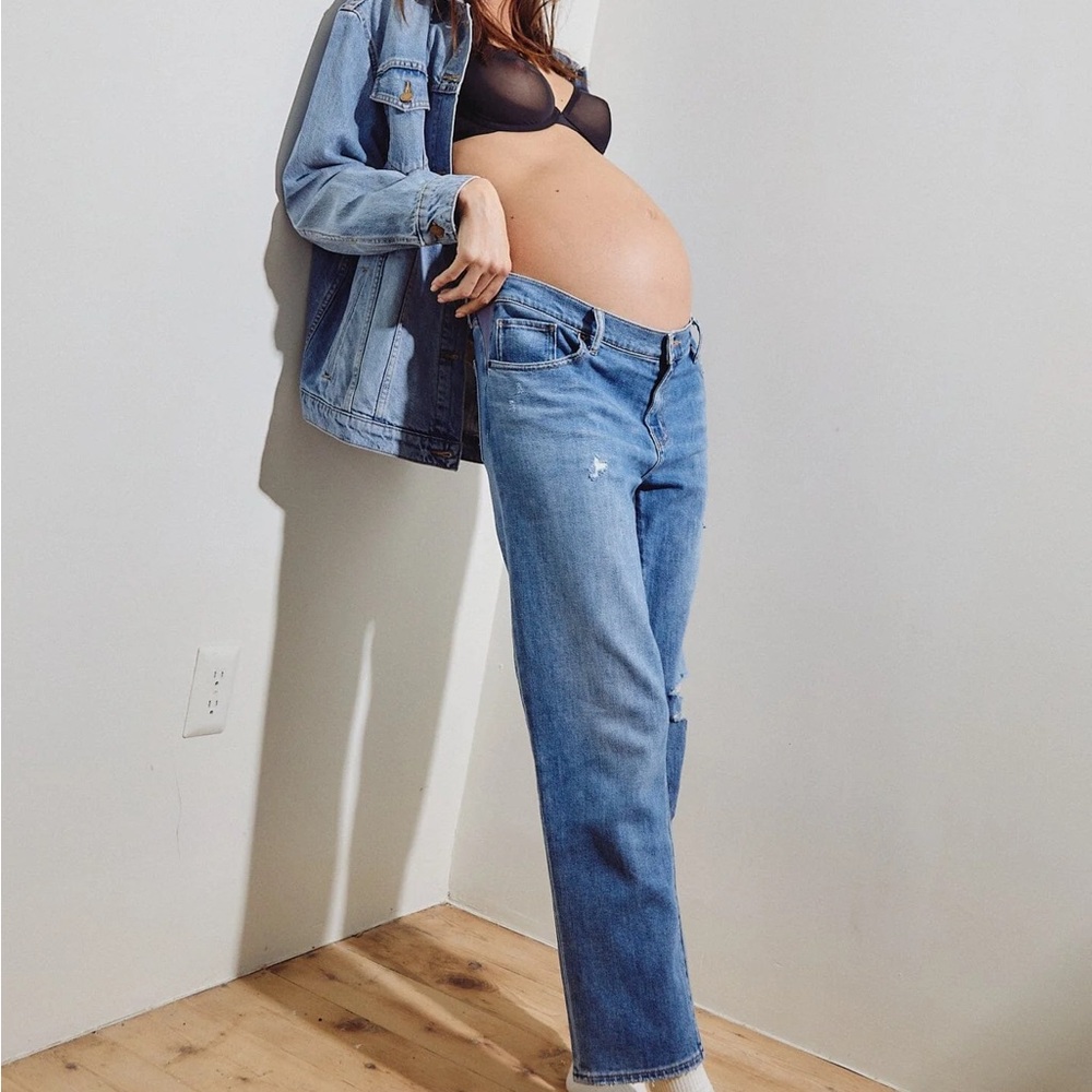 Hatch maternity boyfriend jeans distressed 25